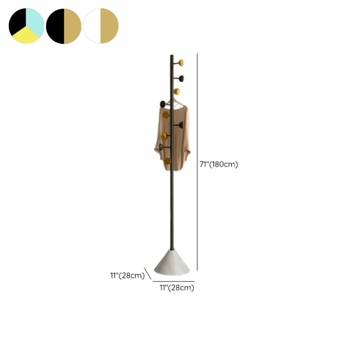 Classic Vertical Metal Hooks Entryway Stand Coat Rack Image - 20