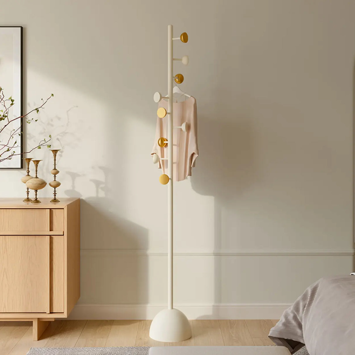 Classic Vertical Metal Hooks Entryway Stand Coat Rack Image - 2