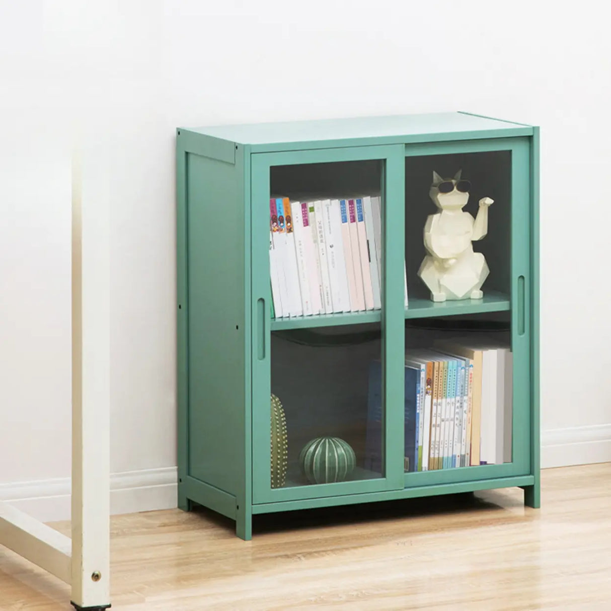 Classic Vertical Simple Walnut Glass Door Bookcase Image - 6