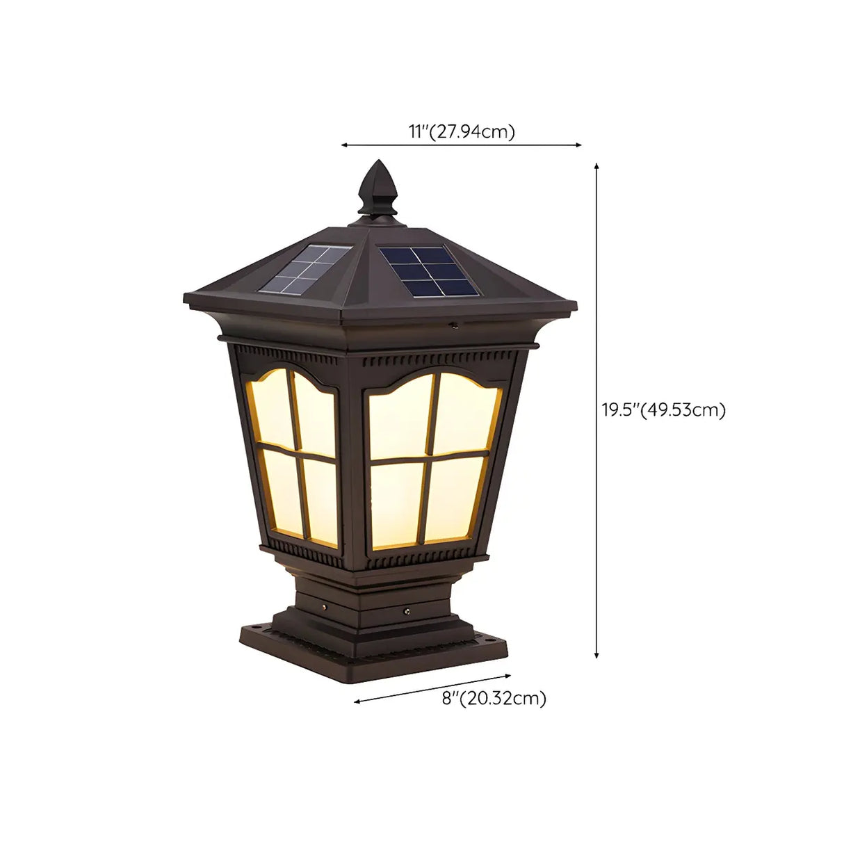 Classic Vintage Brown Solar Post Outdoor Lantern Table Lamp Image - 13