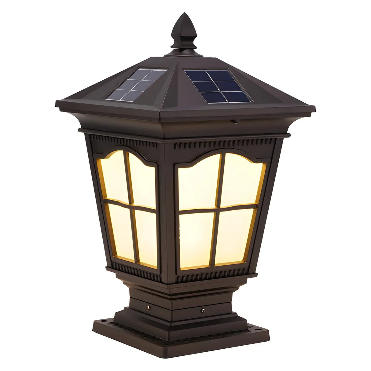Classic Vintage Brown Solar Post Outdoor Lantern Table Lamp Image - 3