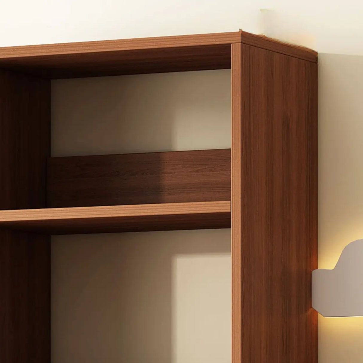 Classic Walnut Rectangular Wood Drawers Narrow Bookcase Image - 16