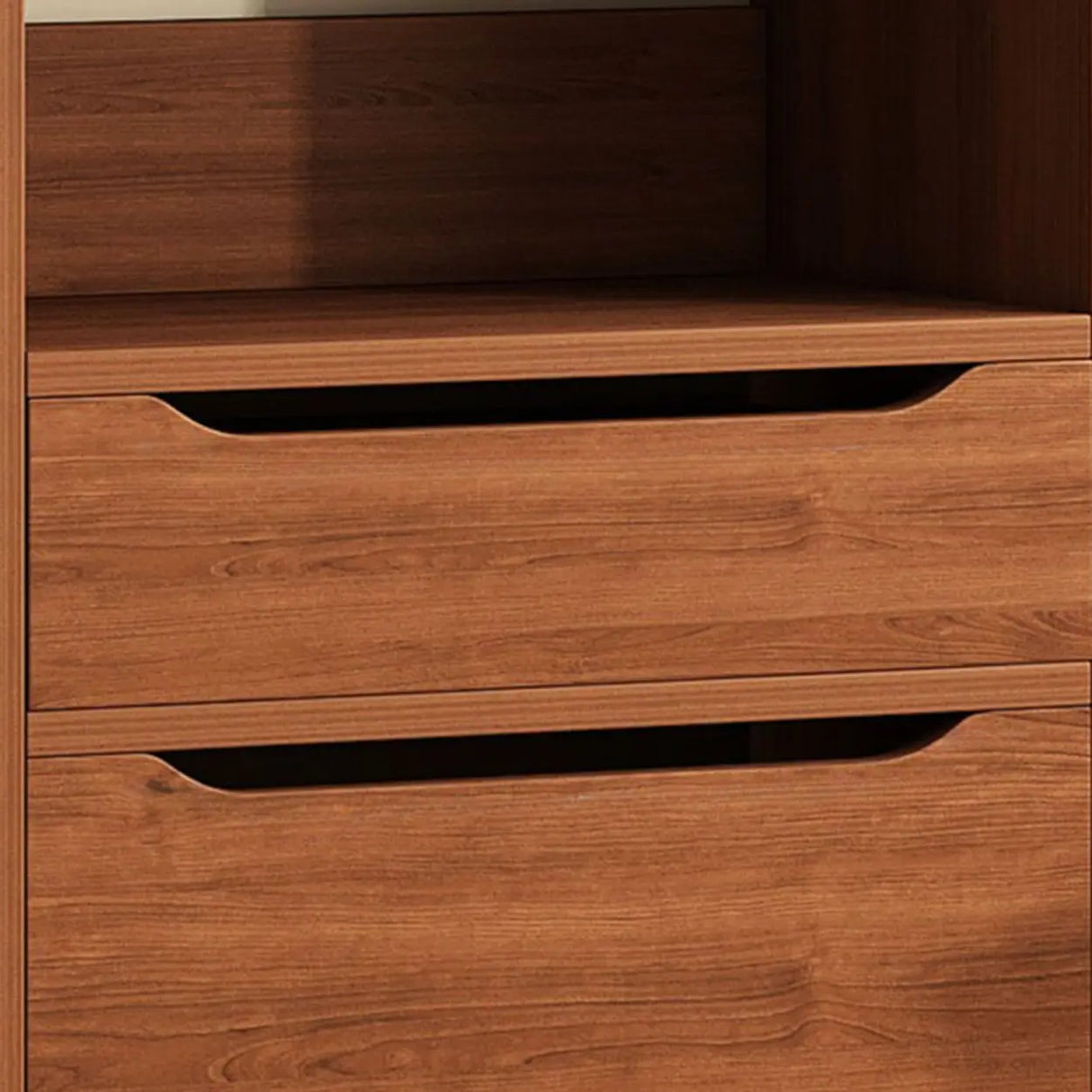 Classic Walnut Rectangular Wood Drawers Narrow Bookcase Image - 17