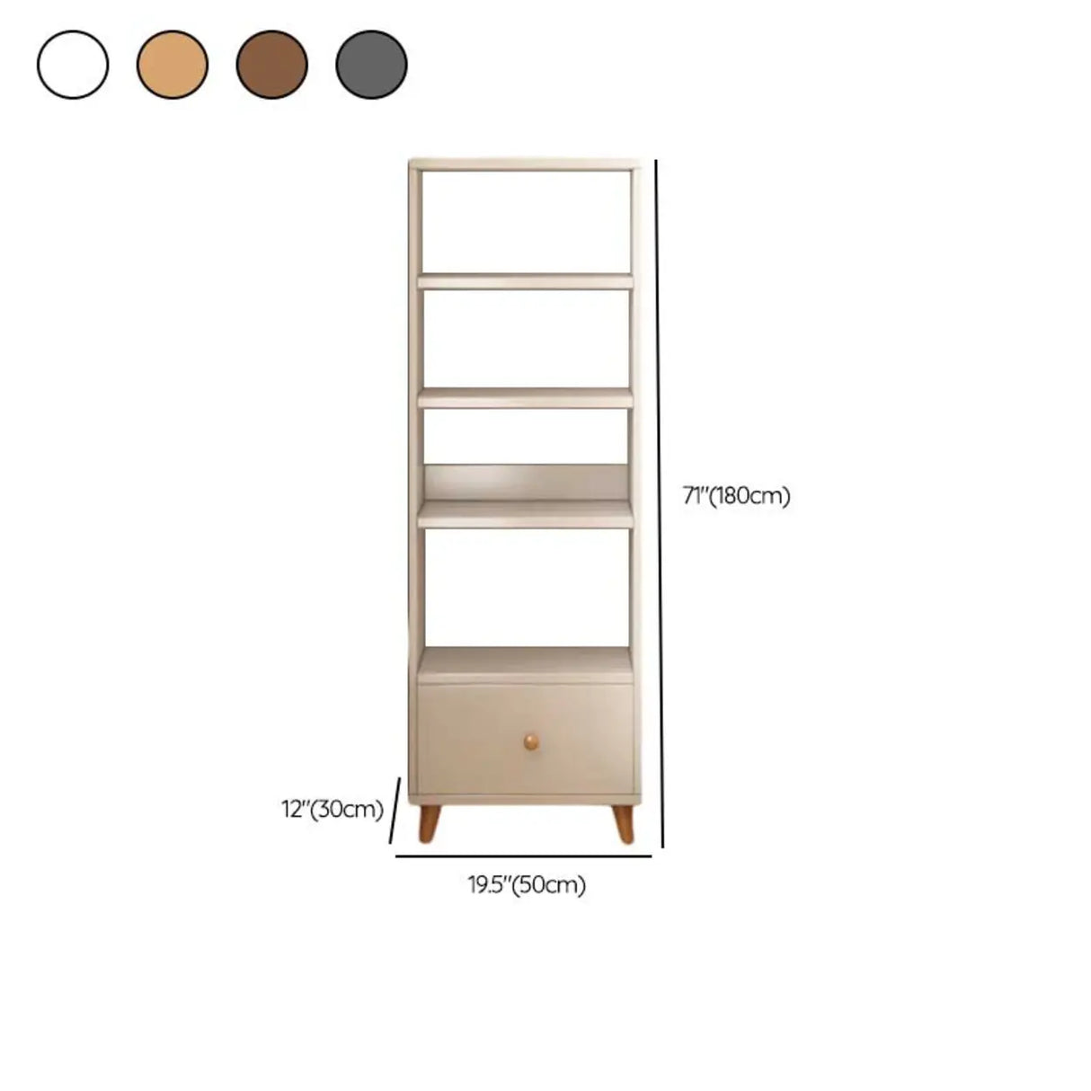 Classic Walnut Rectangular Wood Drawers Narrow Bookcase Image - 32
