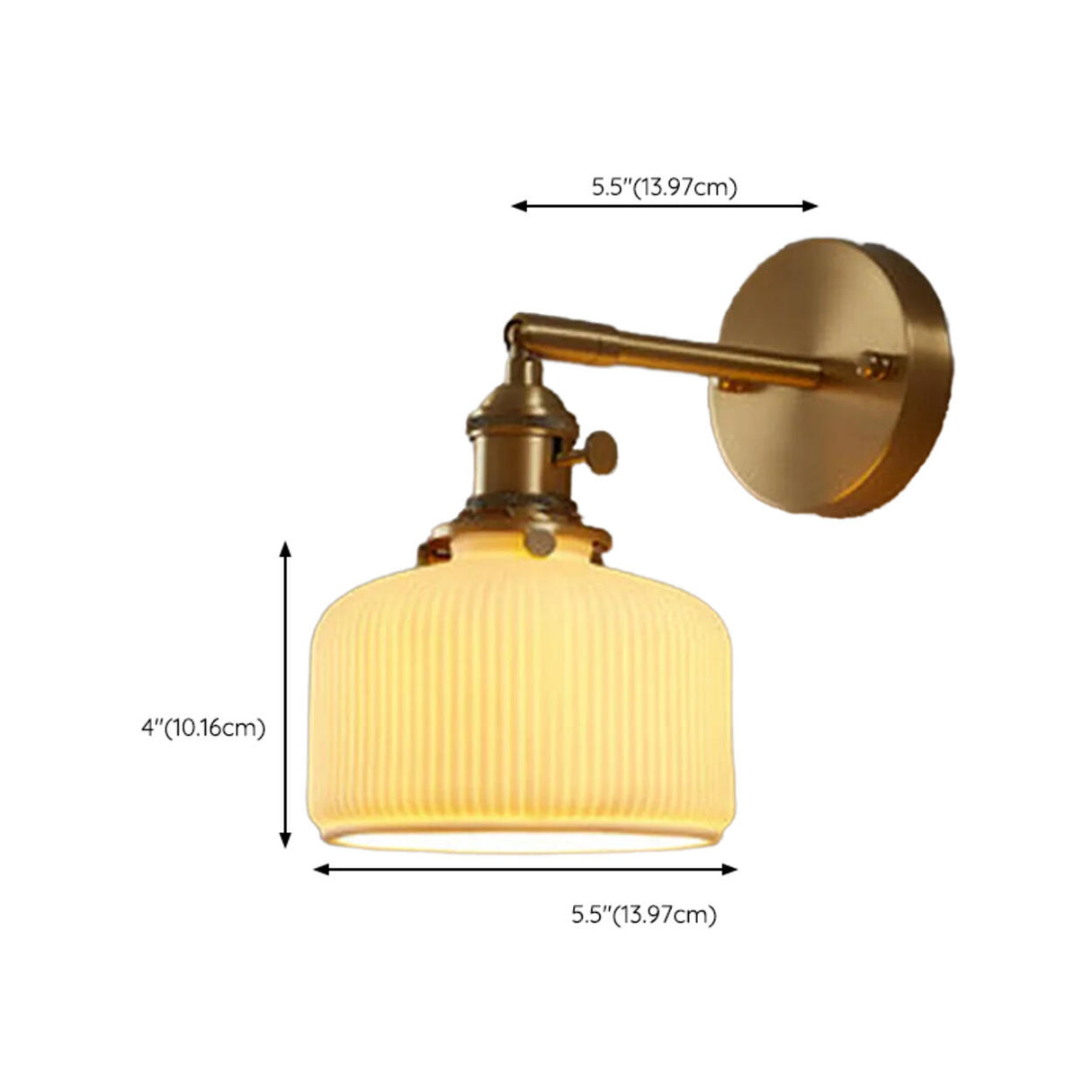 Classic White Ceramics Gold Geometric Wall Sconce