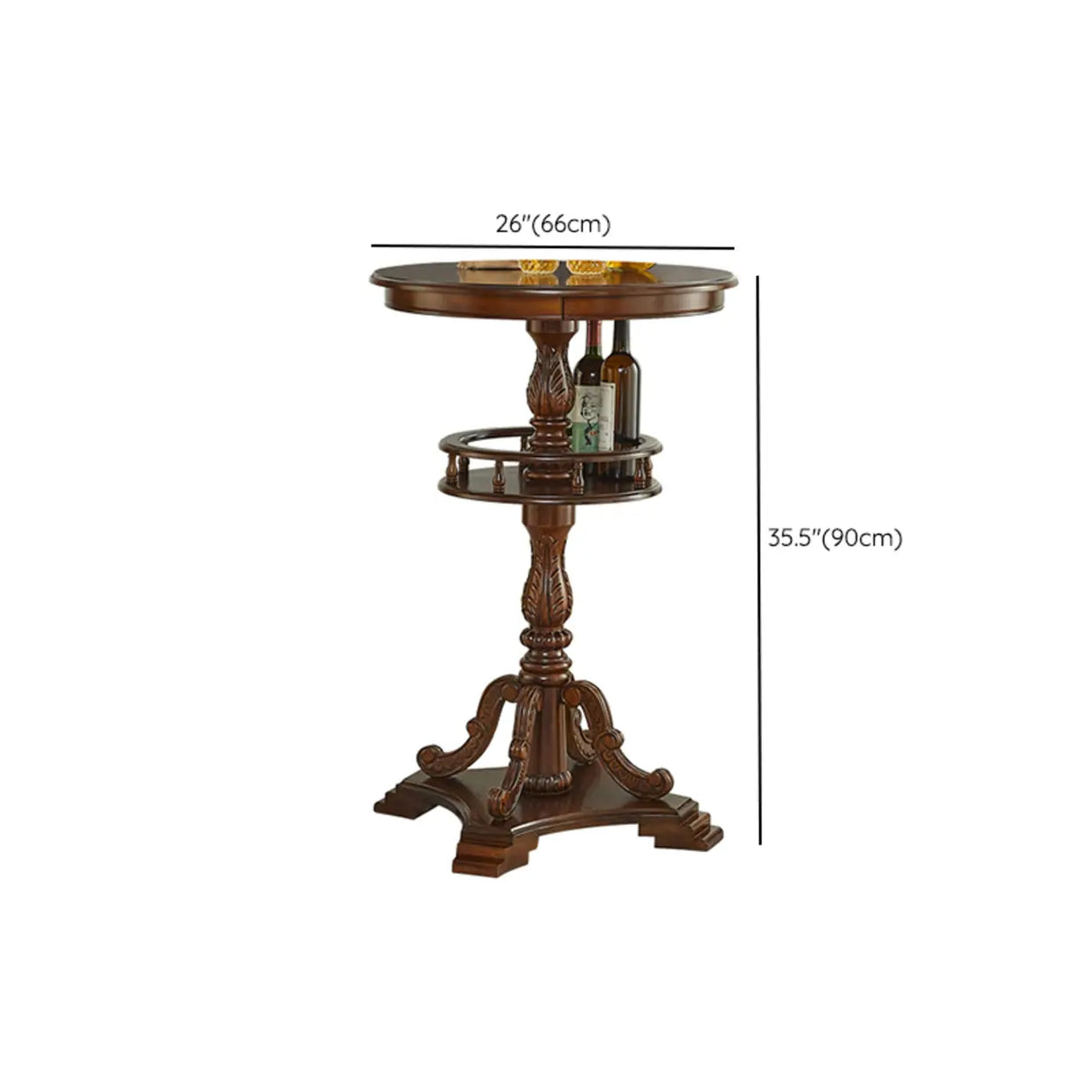 Classic Wood Bar Table Set with Swivel Stools, 3-Piece Image - 10