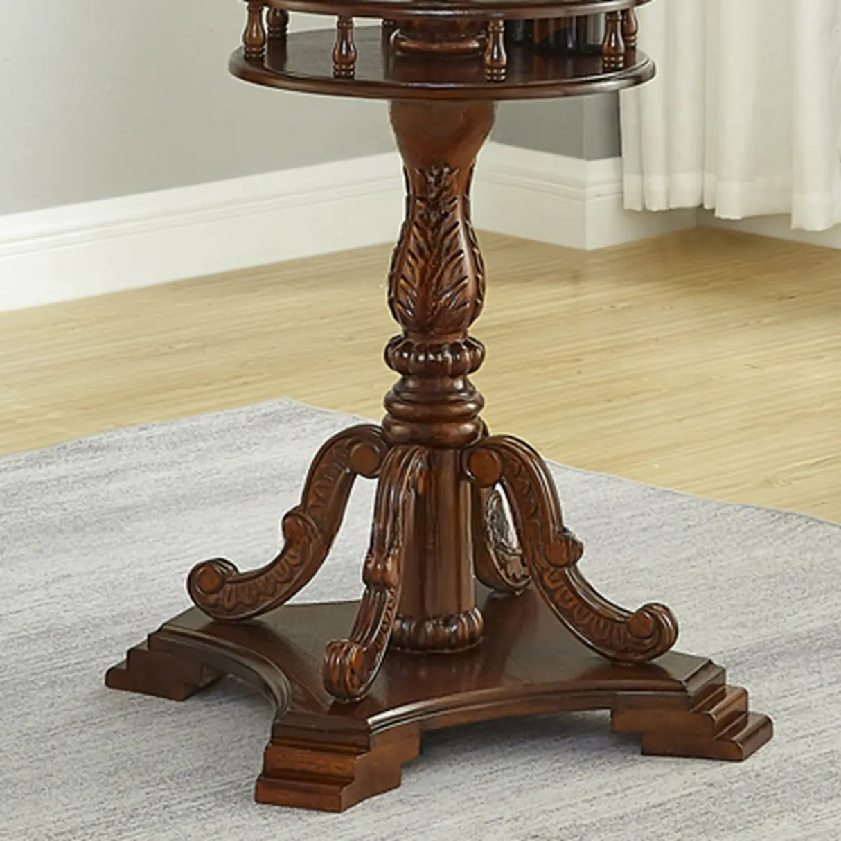 Classic Wood Bar Table Set with Swivel Stools, 3-Piece Image - 6