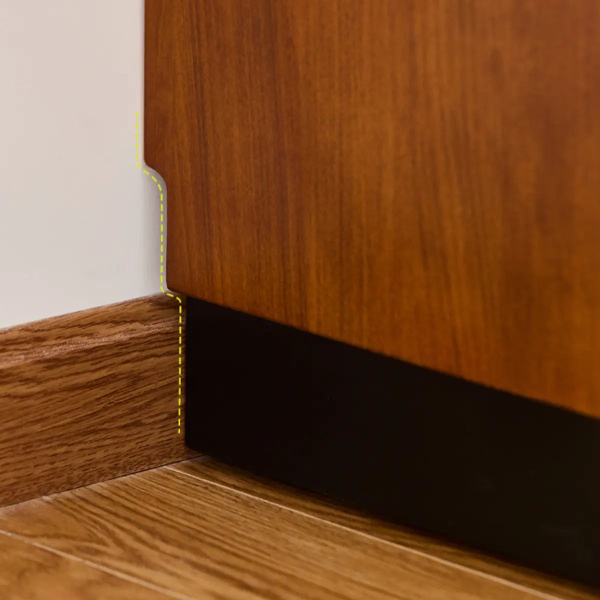 Classic Wood Brown Narrow Shelves Sideboard with Drawers Image - 10