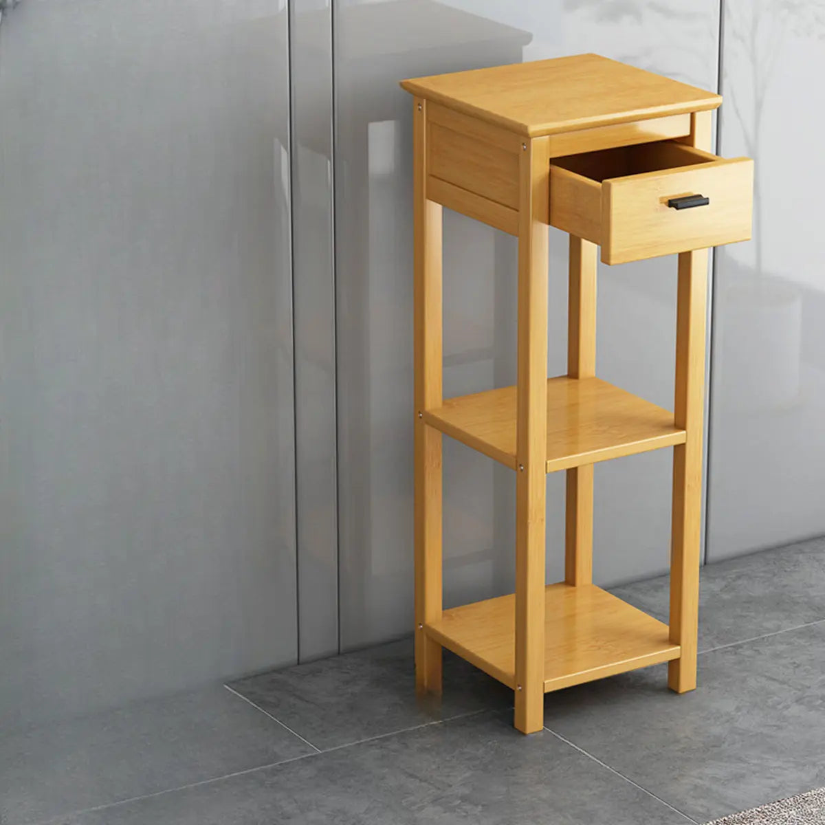 Classic Wood Drawer Square Pedestal Plant Stand Brown Image - 10