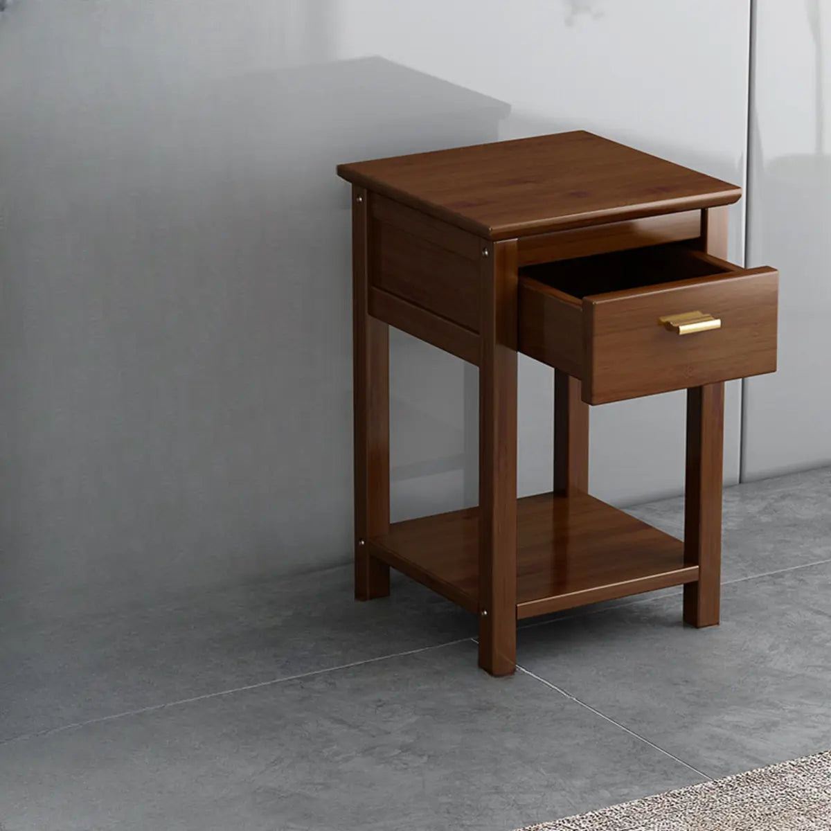 Classic Wood Drawer Square Pedestal Plant Stand Brown Image - 11