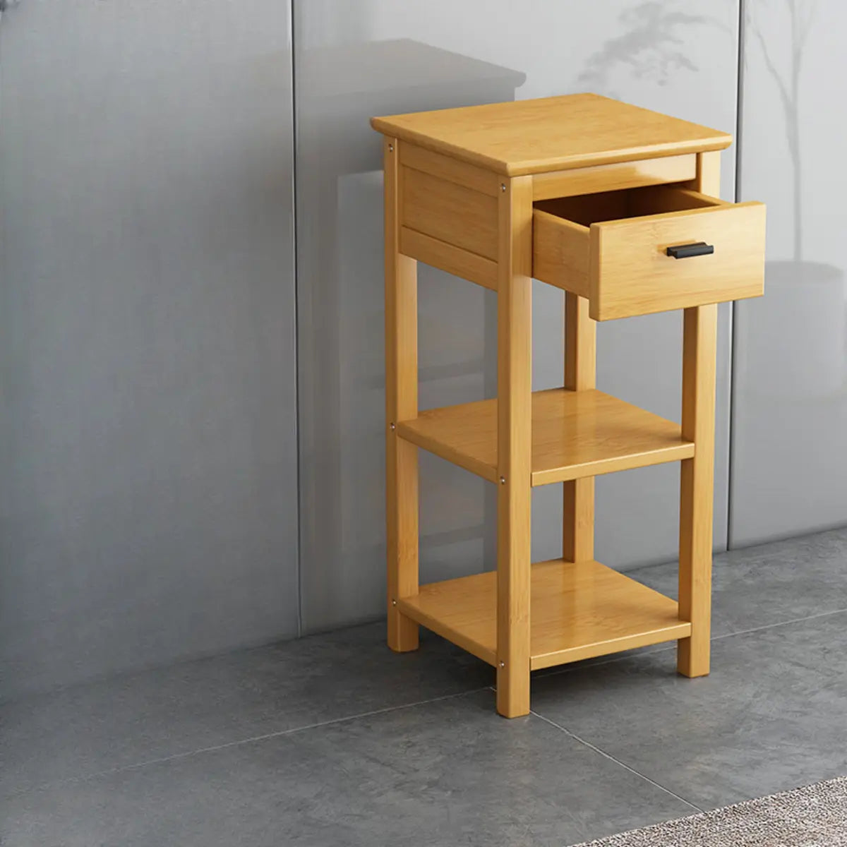 Classic Wood Drawer Square Pedestal Plant Stand Brown Image - 15