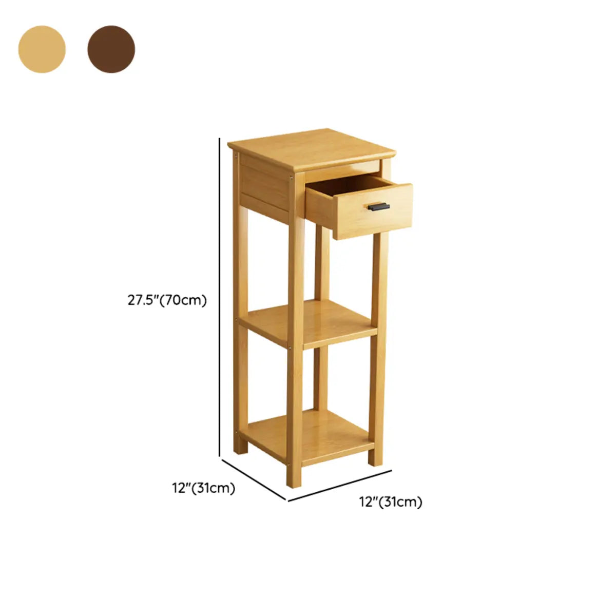 Classic Wood Drawer Square Pedestal Plant Stand Brown Image - 17