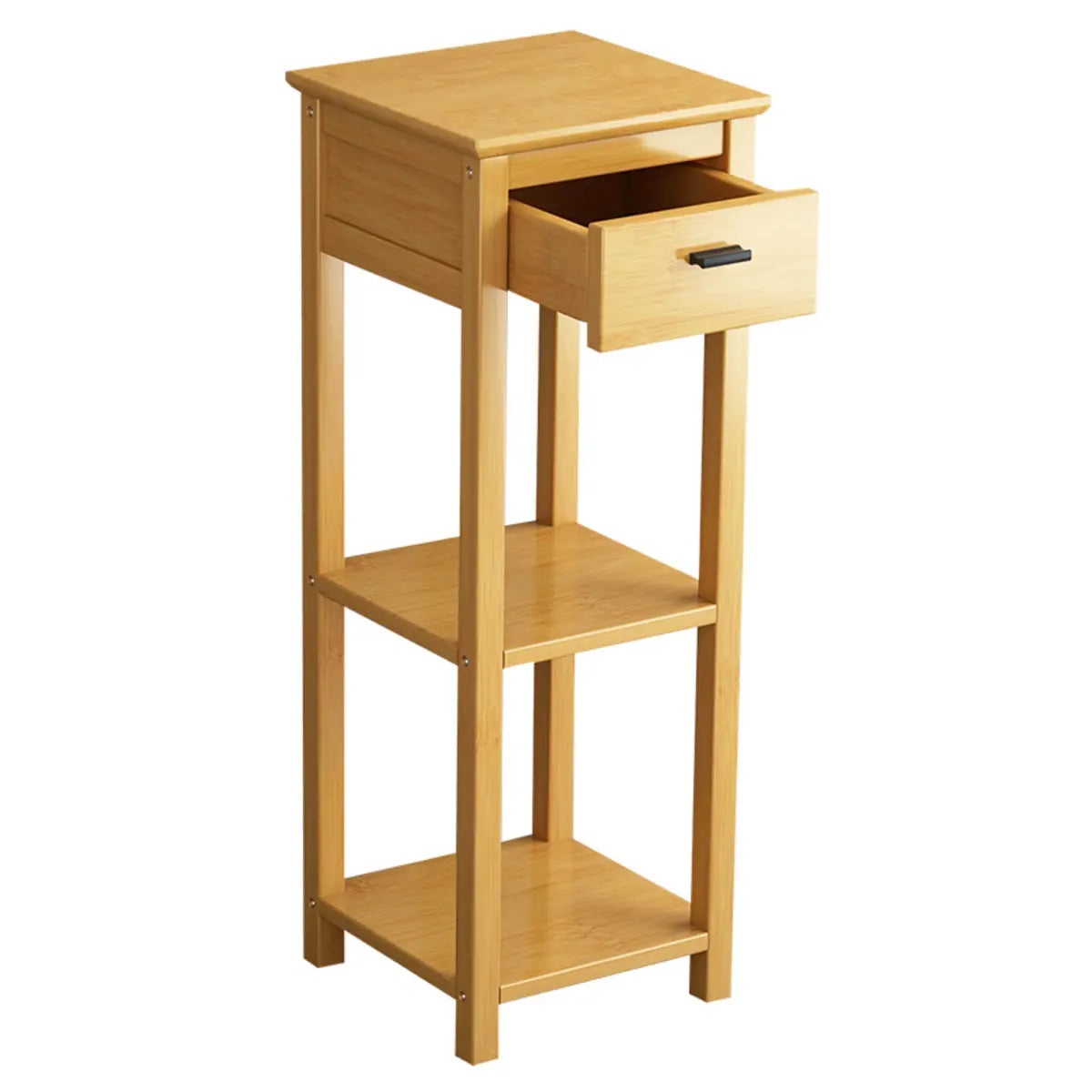 Classic Wood Drawer Square Pedestal Plant Stand Brown Image - 2