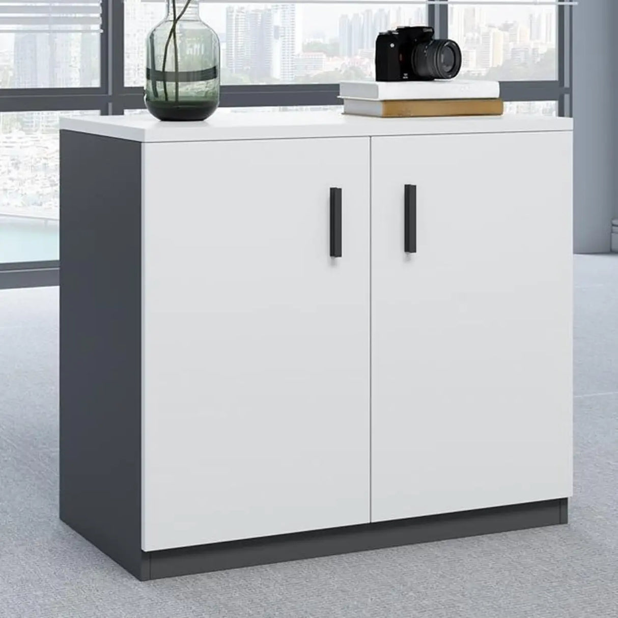 Classic Wood Horizontal Filing Cabinet with Shelves Image - 10