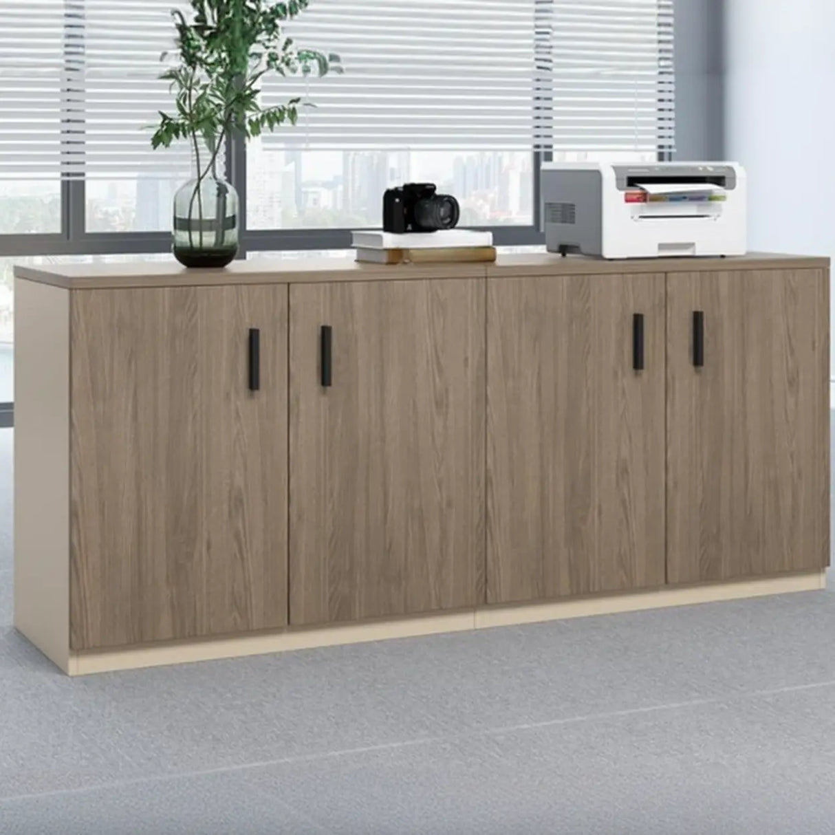 Classic Wood Horizontal Filing Cabinet with Shelves Image - 11