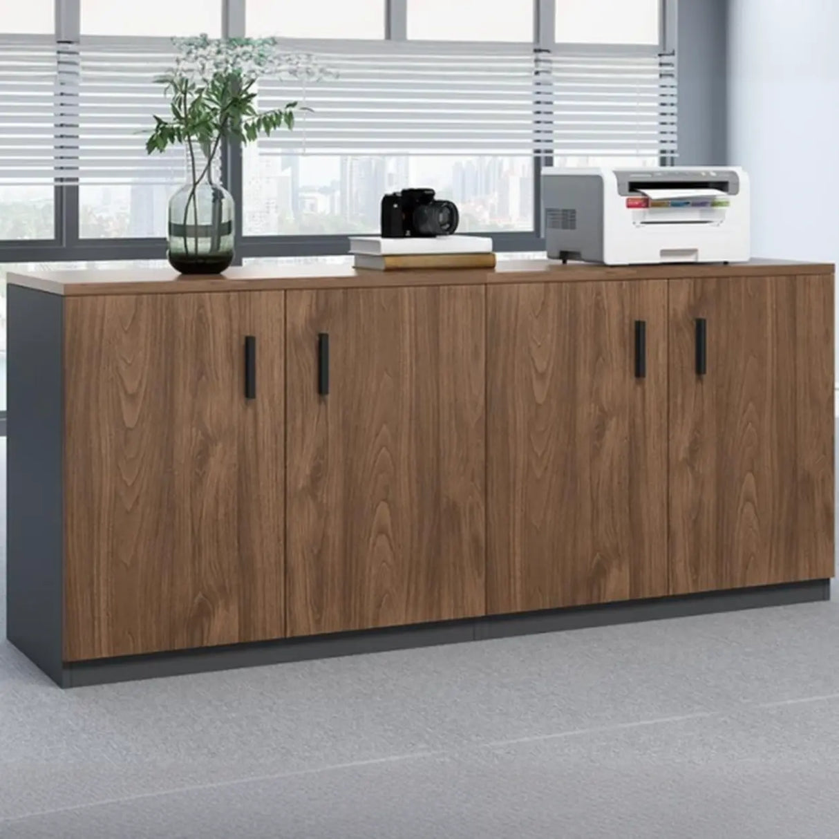 Classic Wood Horizontal Filing Cabinet with Shelves Image - 12