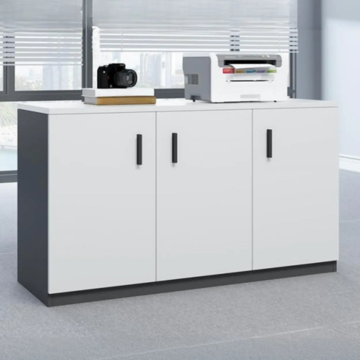 Classic Wood Horizontal Filing Cabinet with Shelves Image - 13