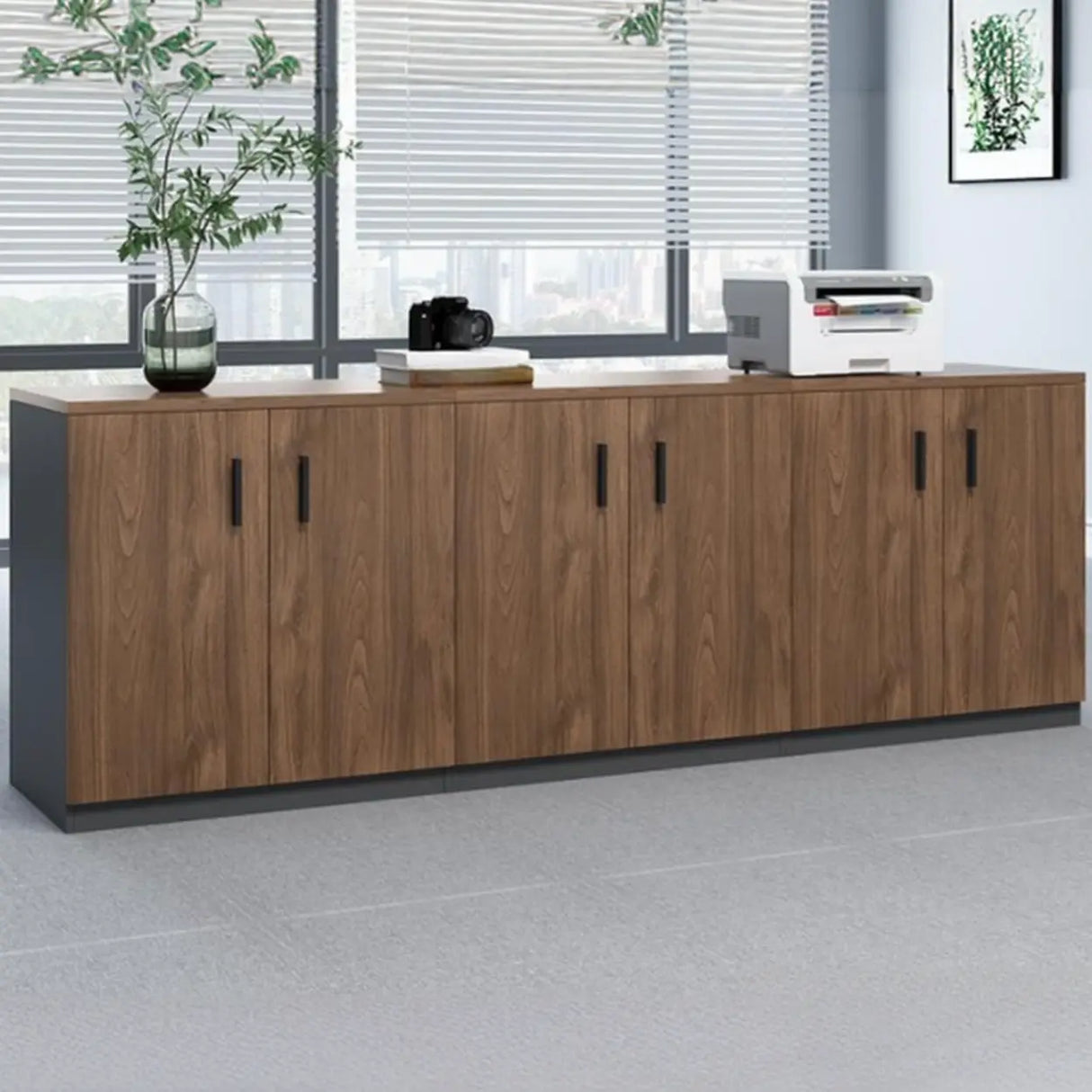 Classic Wood Horizontal Filing Cabinet with Shelves Image - 14