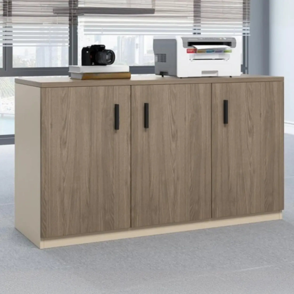 Classic Wood Horizontal Filing Cabinet with Shelves Image - 25