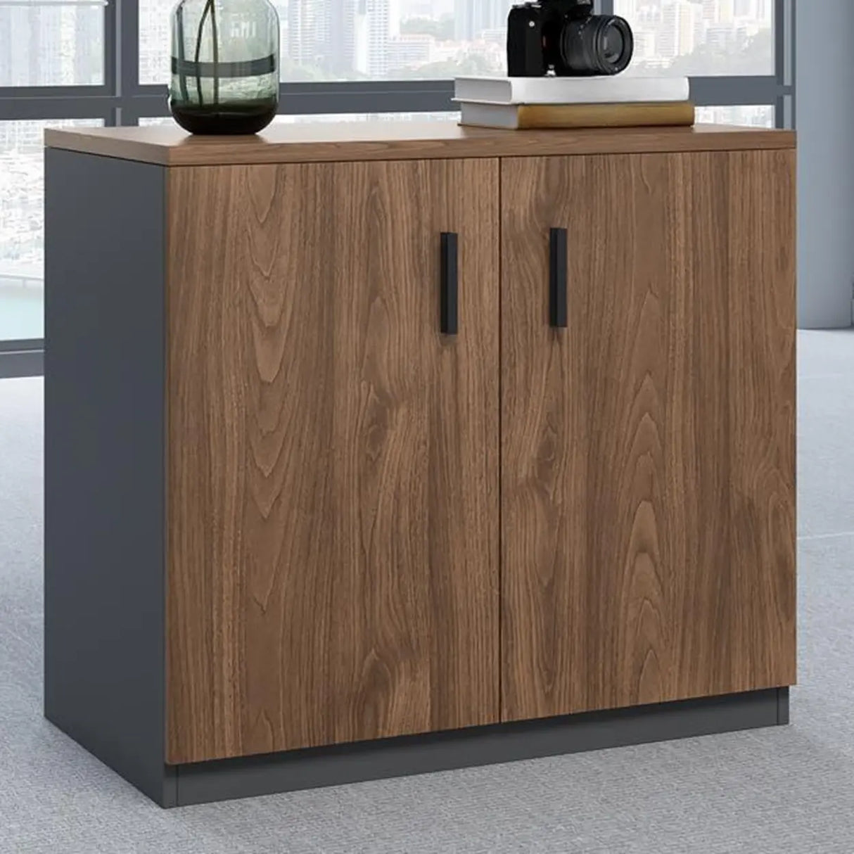 Classic Wood Horizontal Filing Cabinet with Shelves Image - 26