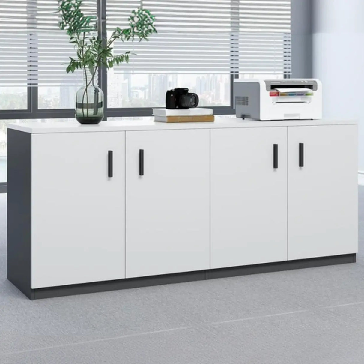 Classic Wood Horizontal Filing Cabinet with Shelves Image - 27