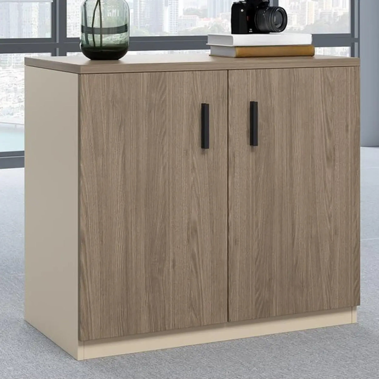 Classic Wood Horizontal Filing Cabinet with Shelves Image - 17