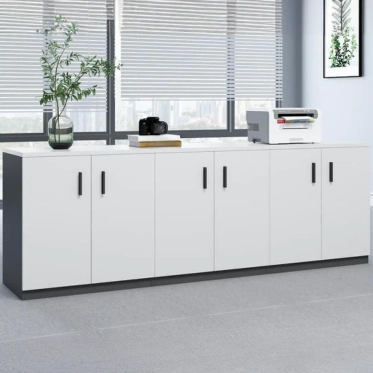 Classic Wood Horizontal Filing Cabinet with Shelves Image - 18