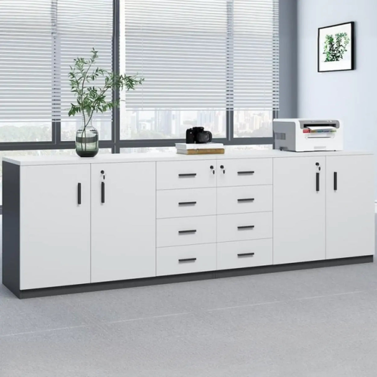 Classic Wood Horizontal Filing Cabinet with Shelves Image - 19