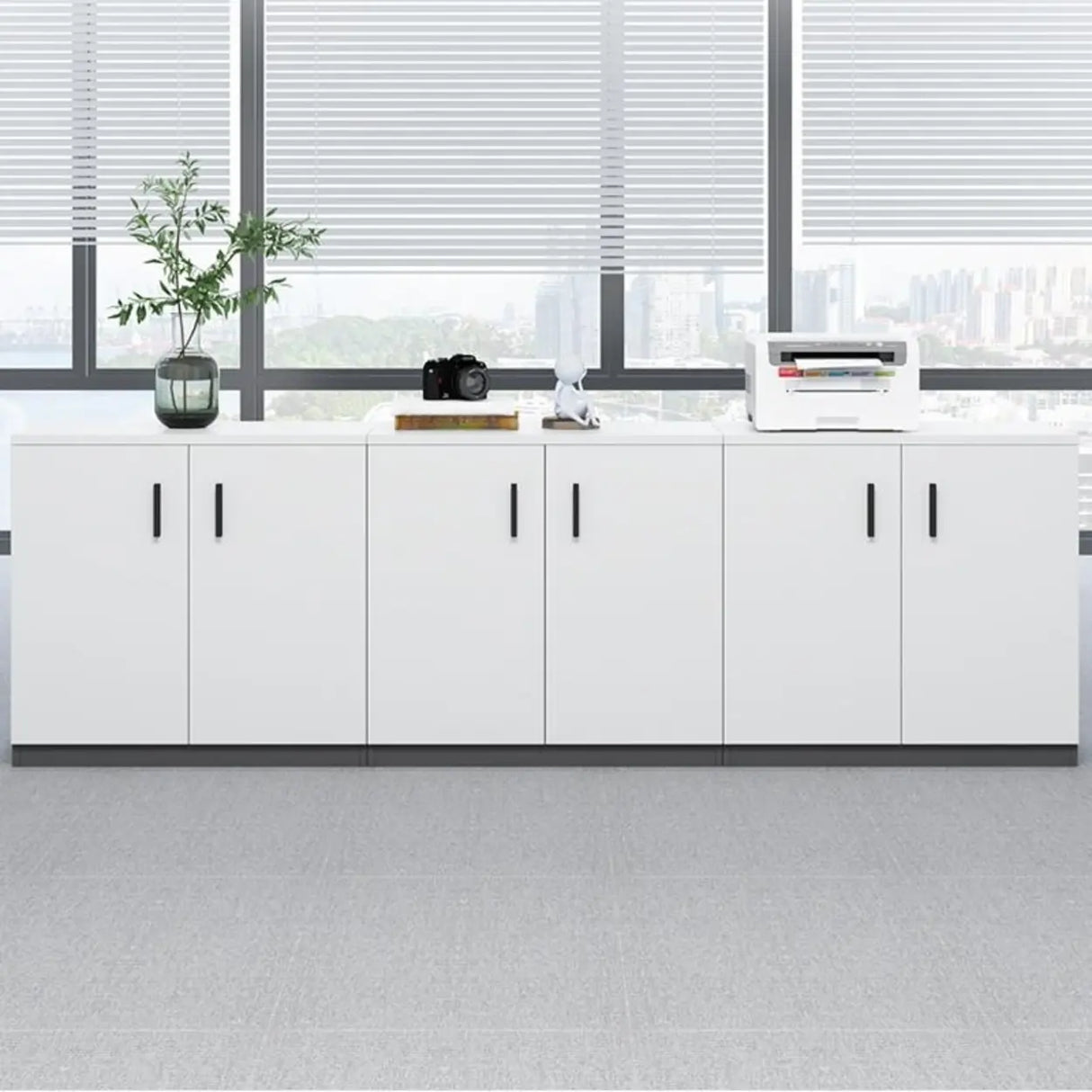 Classic Wood Horizontal Filing Cabinet with Shelves Image - 2