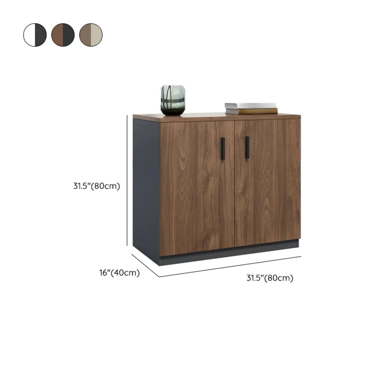 Classic Wood Horizontal Filing Cabinet with Shelves