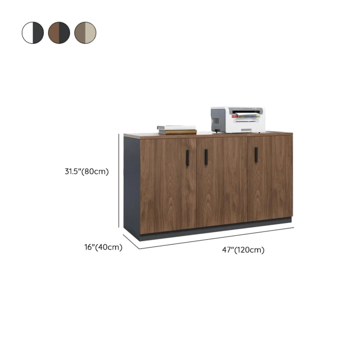 Classic Wood Horizontal Filing Cabinet with Shelves Image - 32