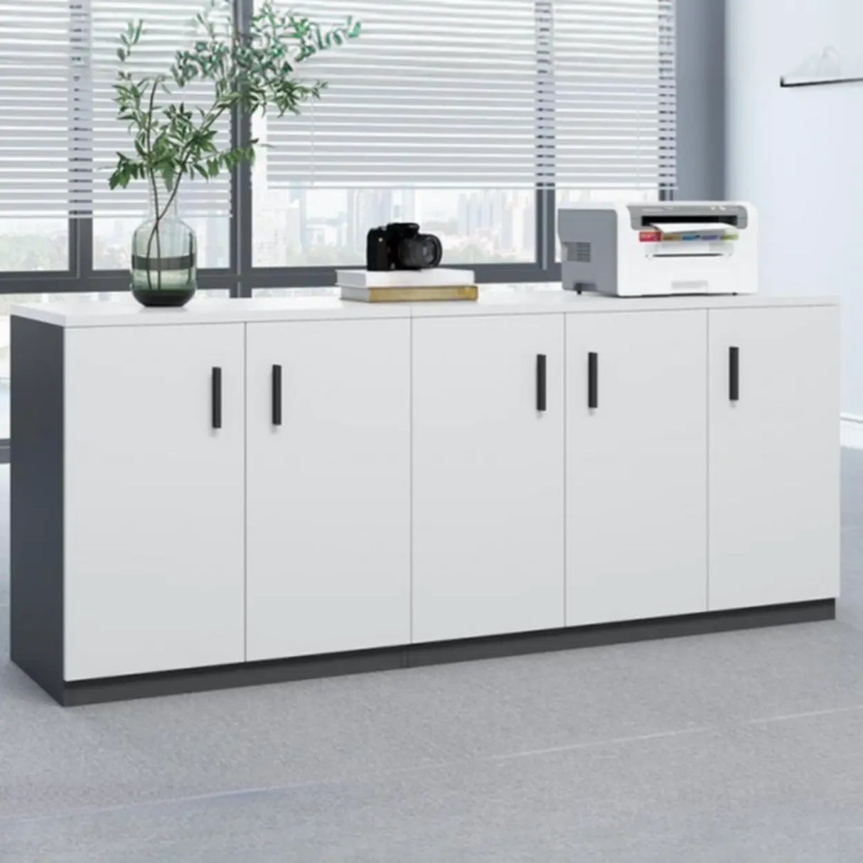 Classic Wood Horizontal Filing Cabinet with Shelves Image - 21