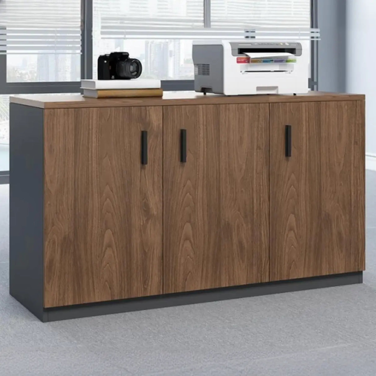 Classic Wood Horizontal Filing Cabinet with Shelves Image - 22