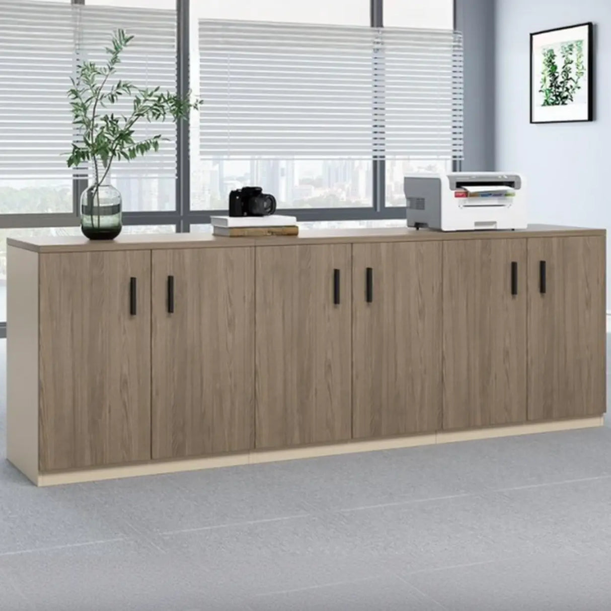 Classic Wood Horizontal Filing Cabinet with Shelves Image - 23