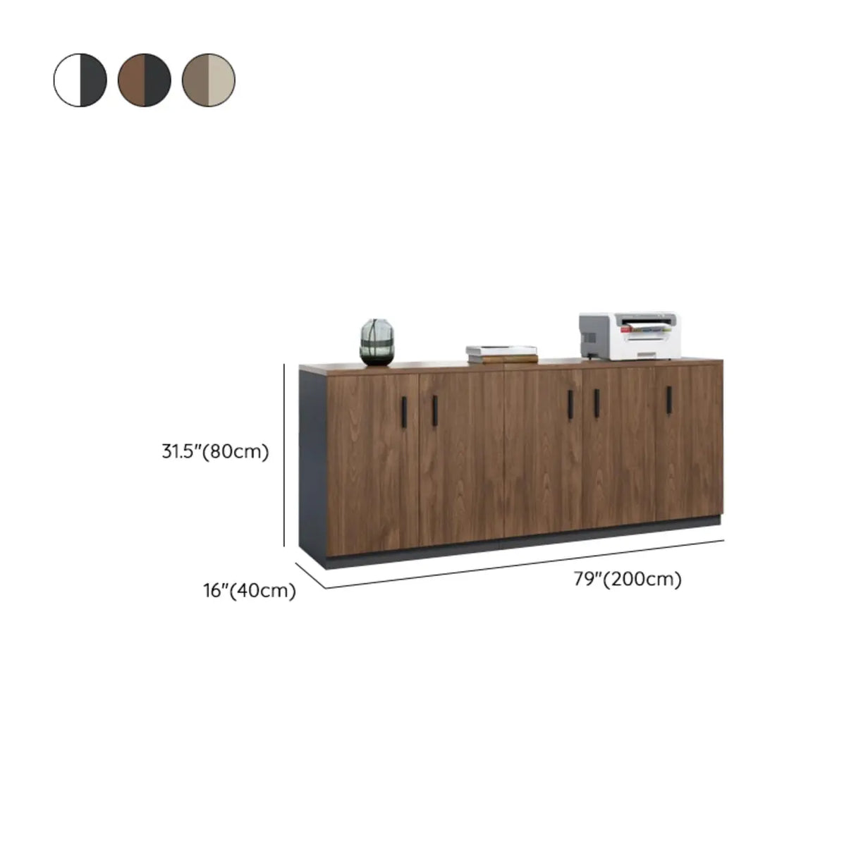 Classic Wood Horizontal Filing Cabinet with Shelves Image - 34