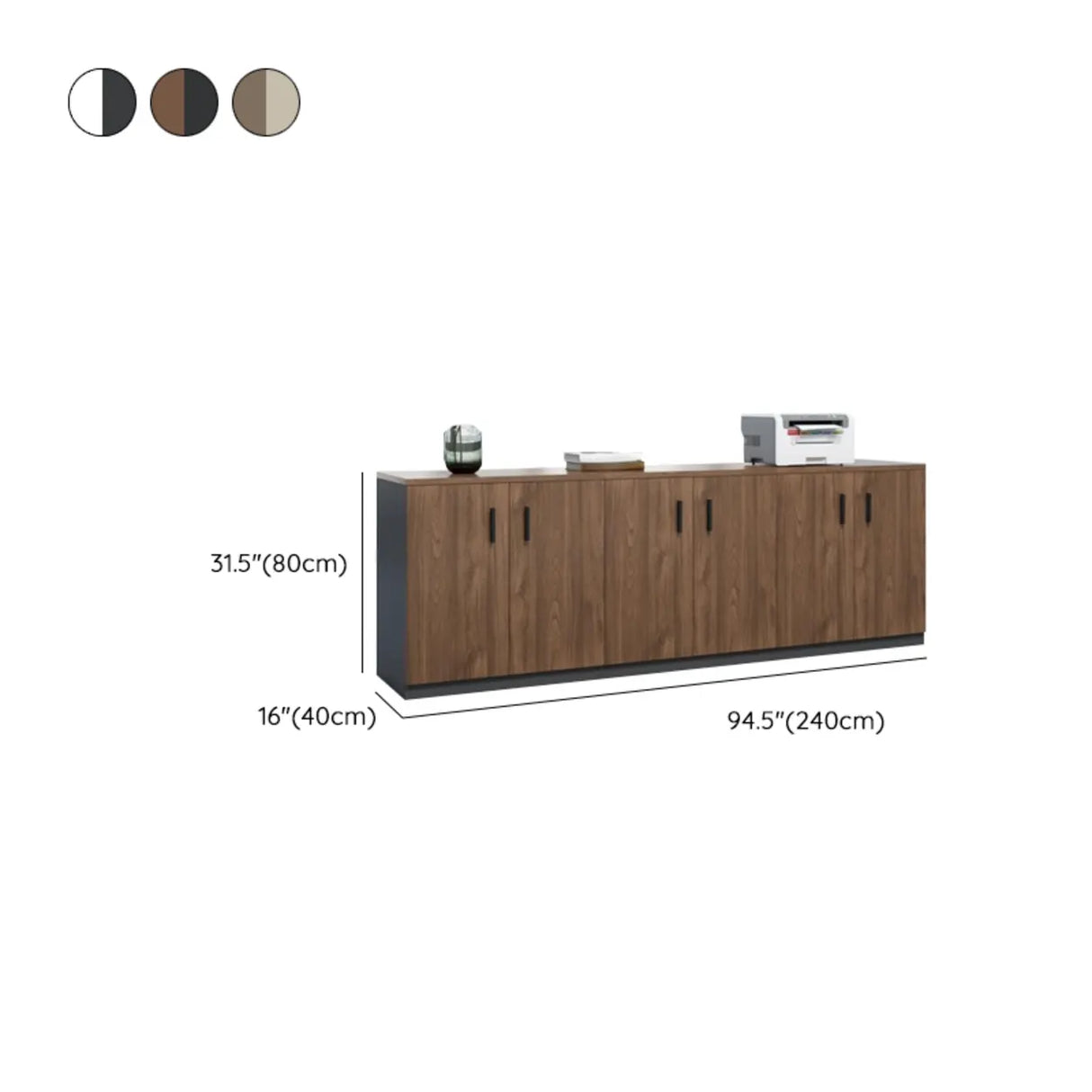 Classic Wood Horizontal Filing Cabinet with Shelves Image - 35