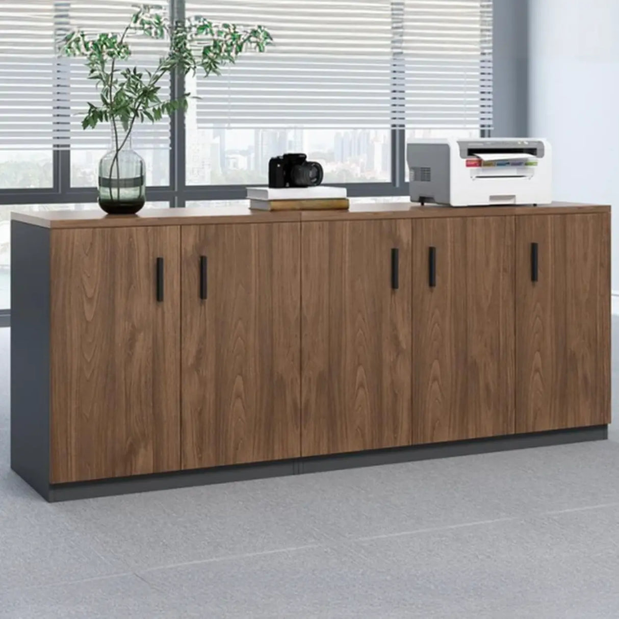 Classic Wood Horizontal Filing Cabinet with Shelves Image - 24