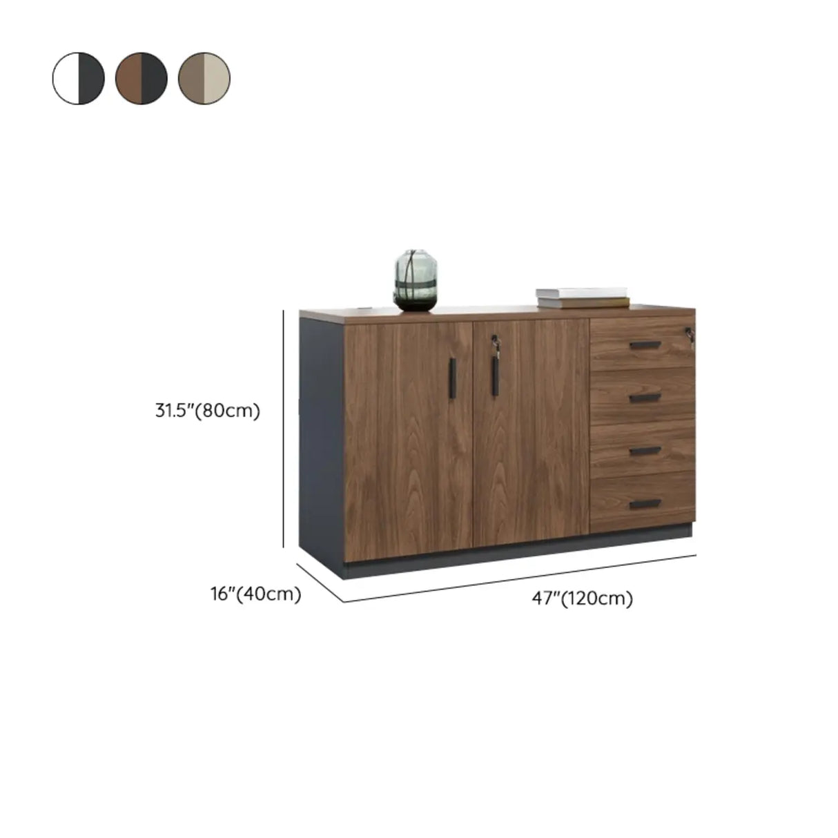 Classic Wood Horizontal Filing Cabinet with Shelves Image - 36