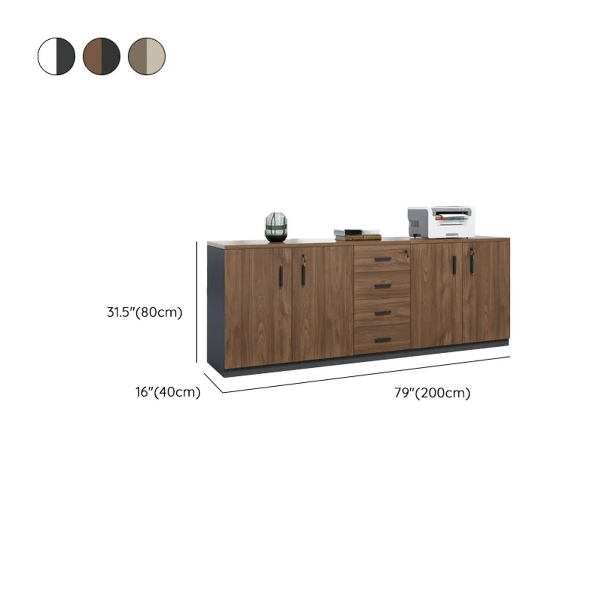 Classic Wood Horizontal Filing Cabinet with Shelves Image - 37