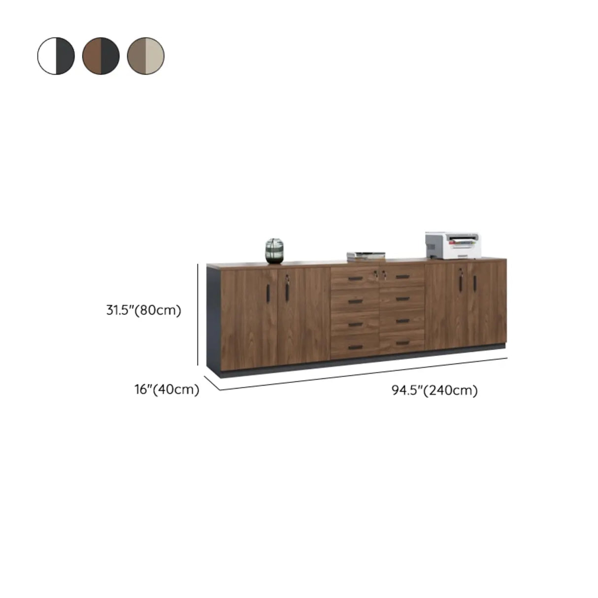 Classic Wood Horizontal Filing Cabinet with Shelves Image - 38