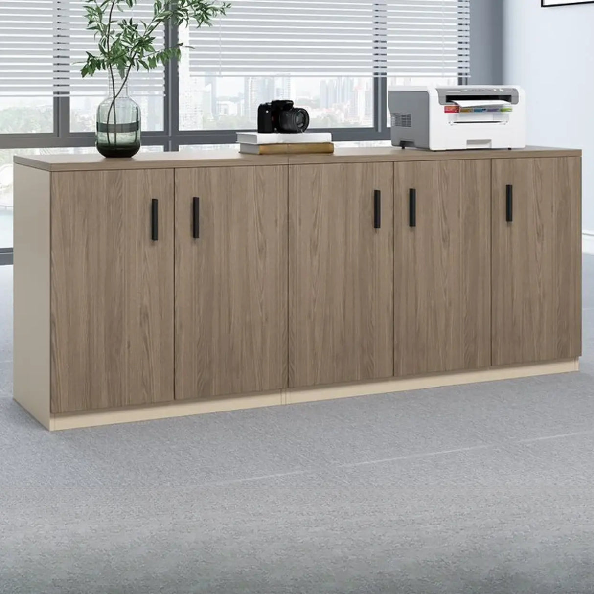 Classic Wood Horizontal Filing Cabinet with Shelves Image - 3