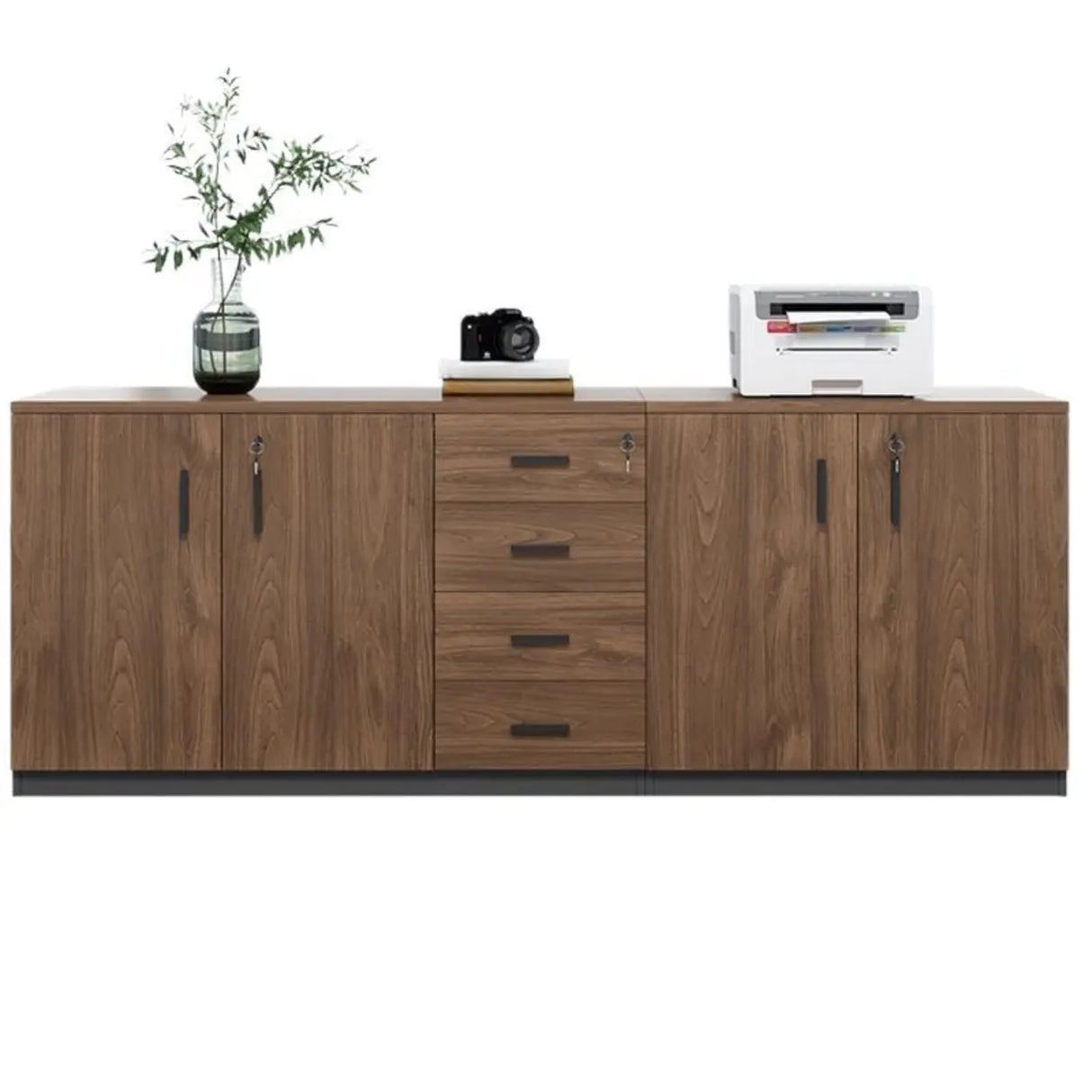 Classic Wood Horizontal Filing Cabinet with Shelves Image - 5