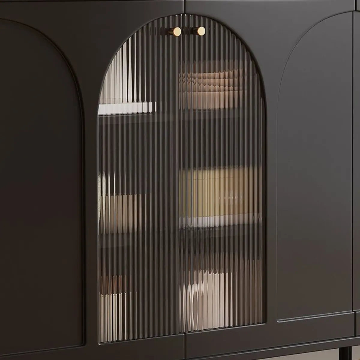 Classic Wood White Storage Sideboard with Glass Doors Image - 10