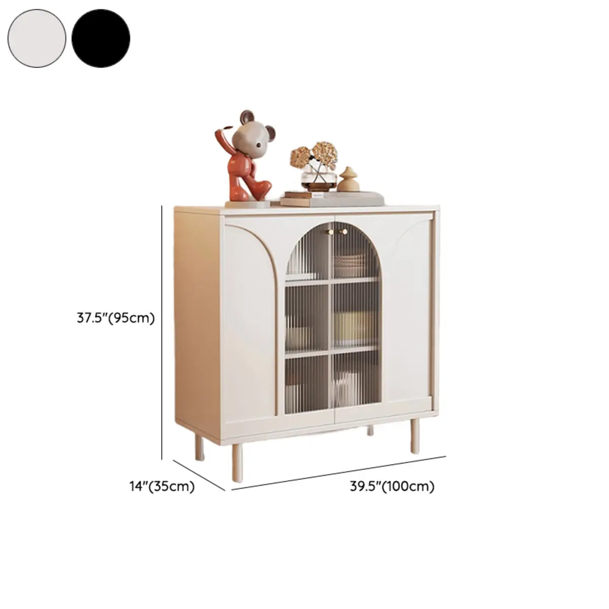 Classic Wood White Storage Sideboard with Glass Doors Image - 14