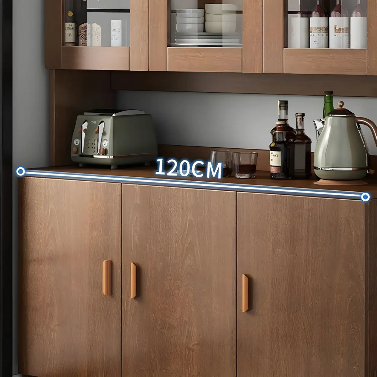 Classic Wooden Dining Room Brown Hutch Wine Cabinet Image - 13