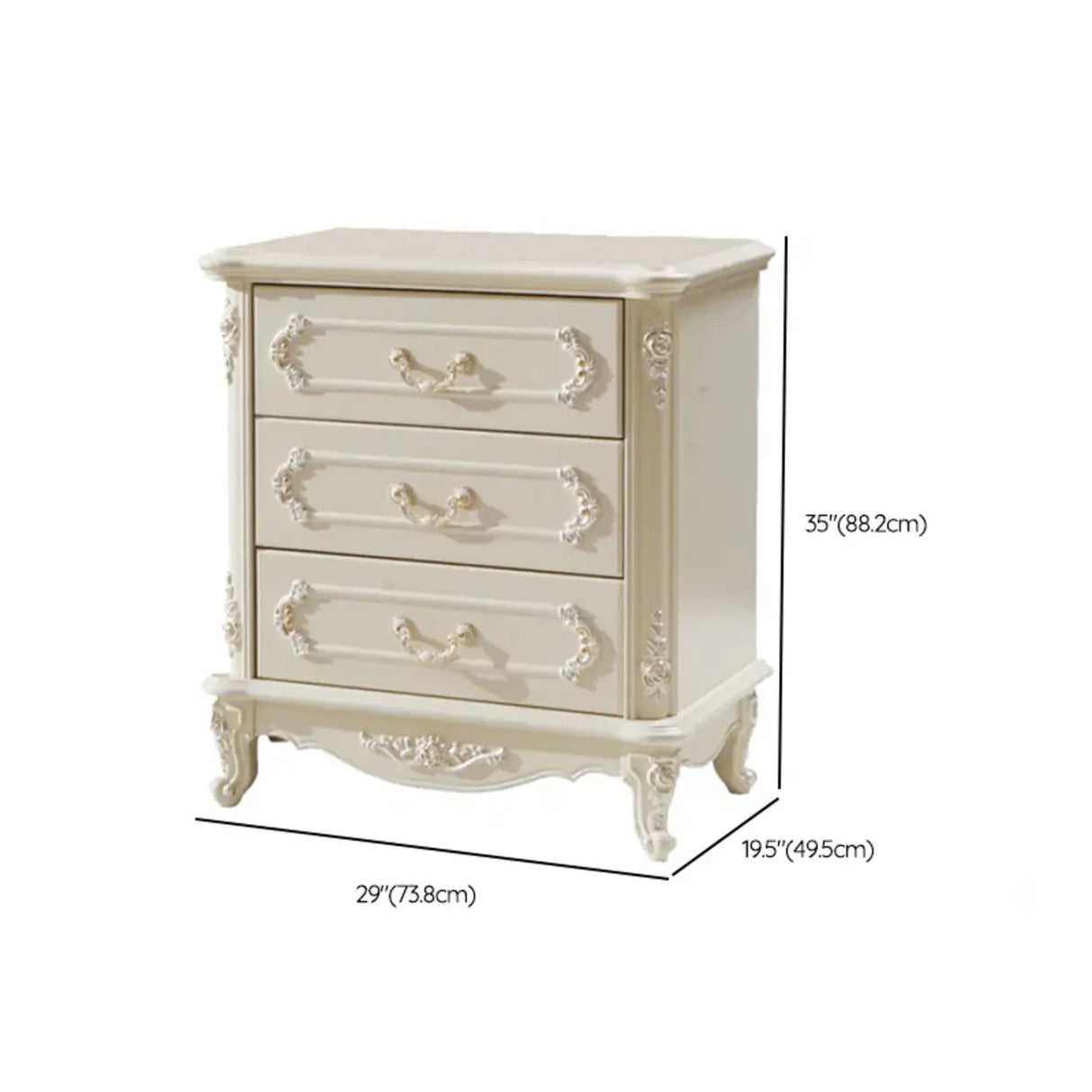 Classical Cream Vertical Wooden Chest with Drawers