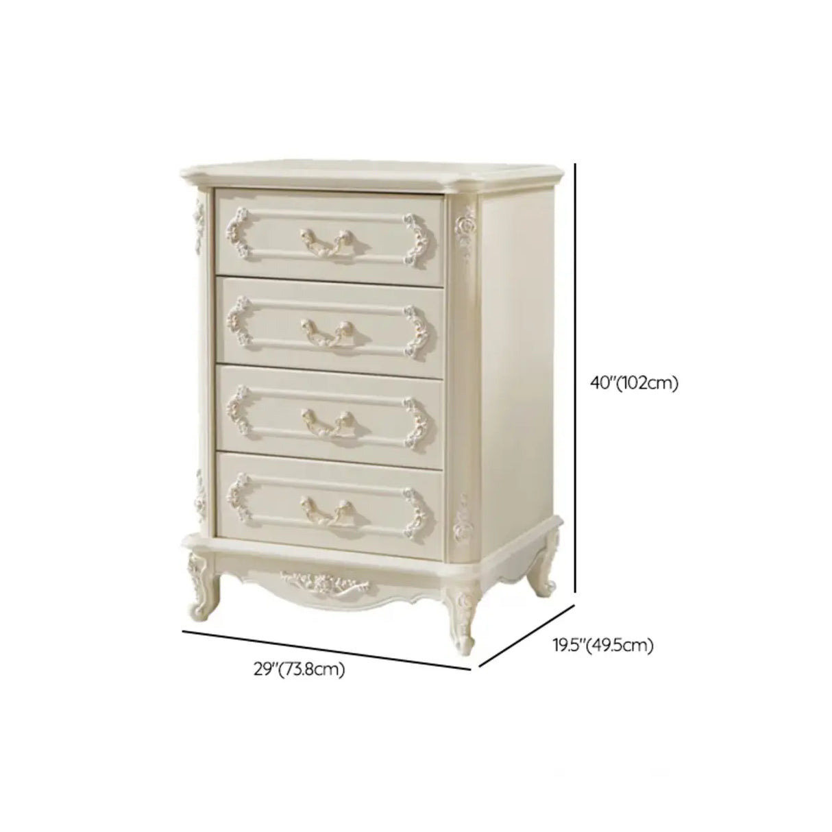 Classical Cream Vertical Wooden Chest with Drawers Image - 13