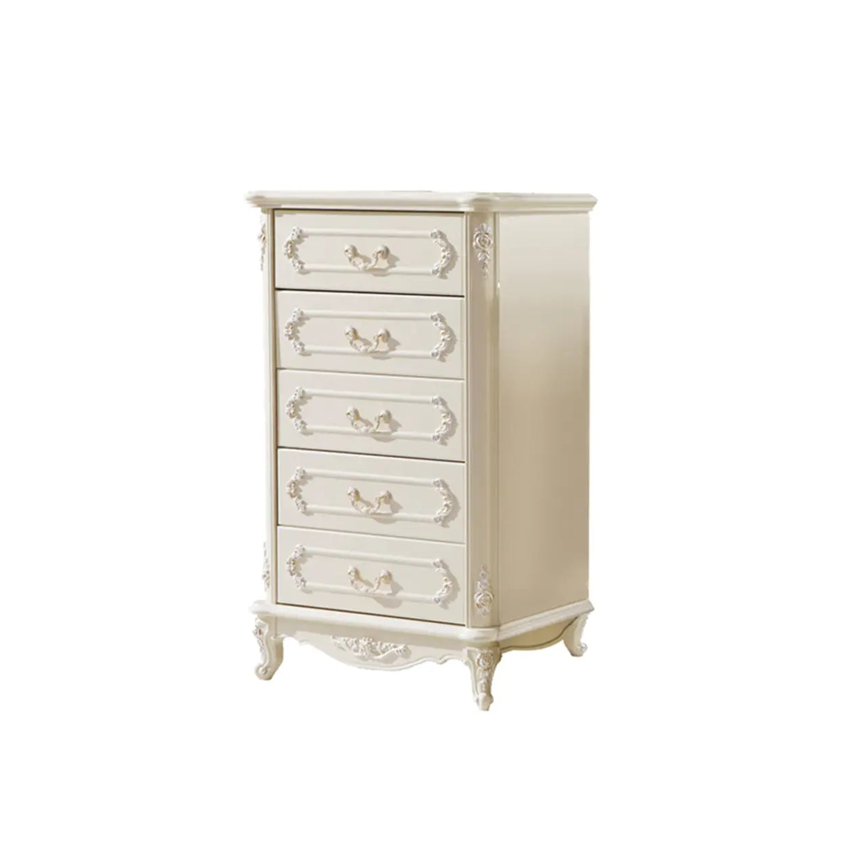 Classical Cream Vertical Wooden Chest with Drawers Image - 5
