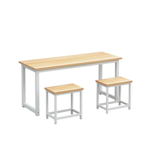 Classroom Natural Finish Wood Double Kids Study Desk Image - 2