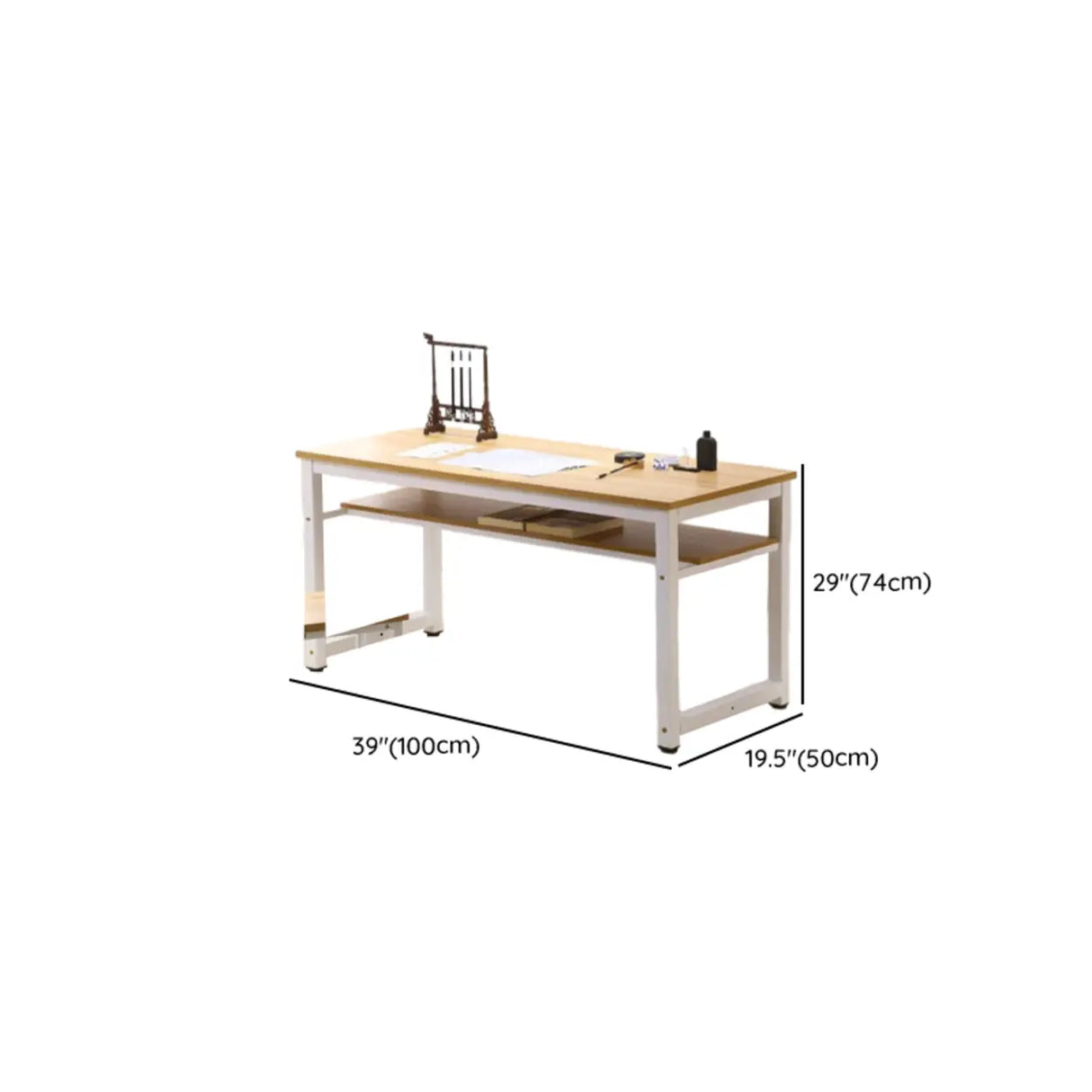Classroom Natural Finish Wood Double Kids Study Desk Image - 20